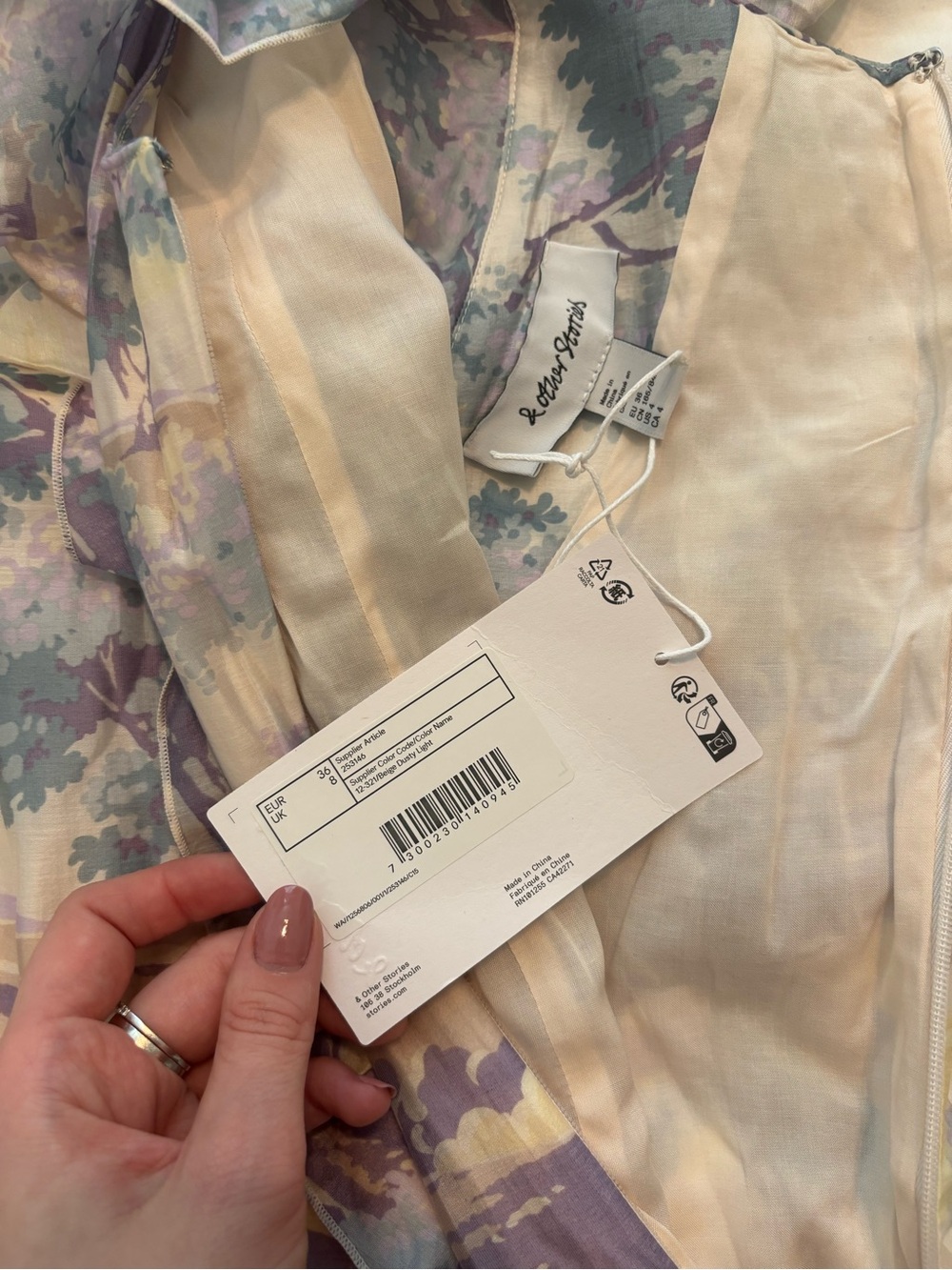 & Other Stories Lavender & Cream Scenic Ruffle Maxi Dress - Picture 9 of 11